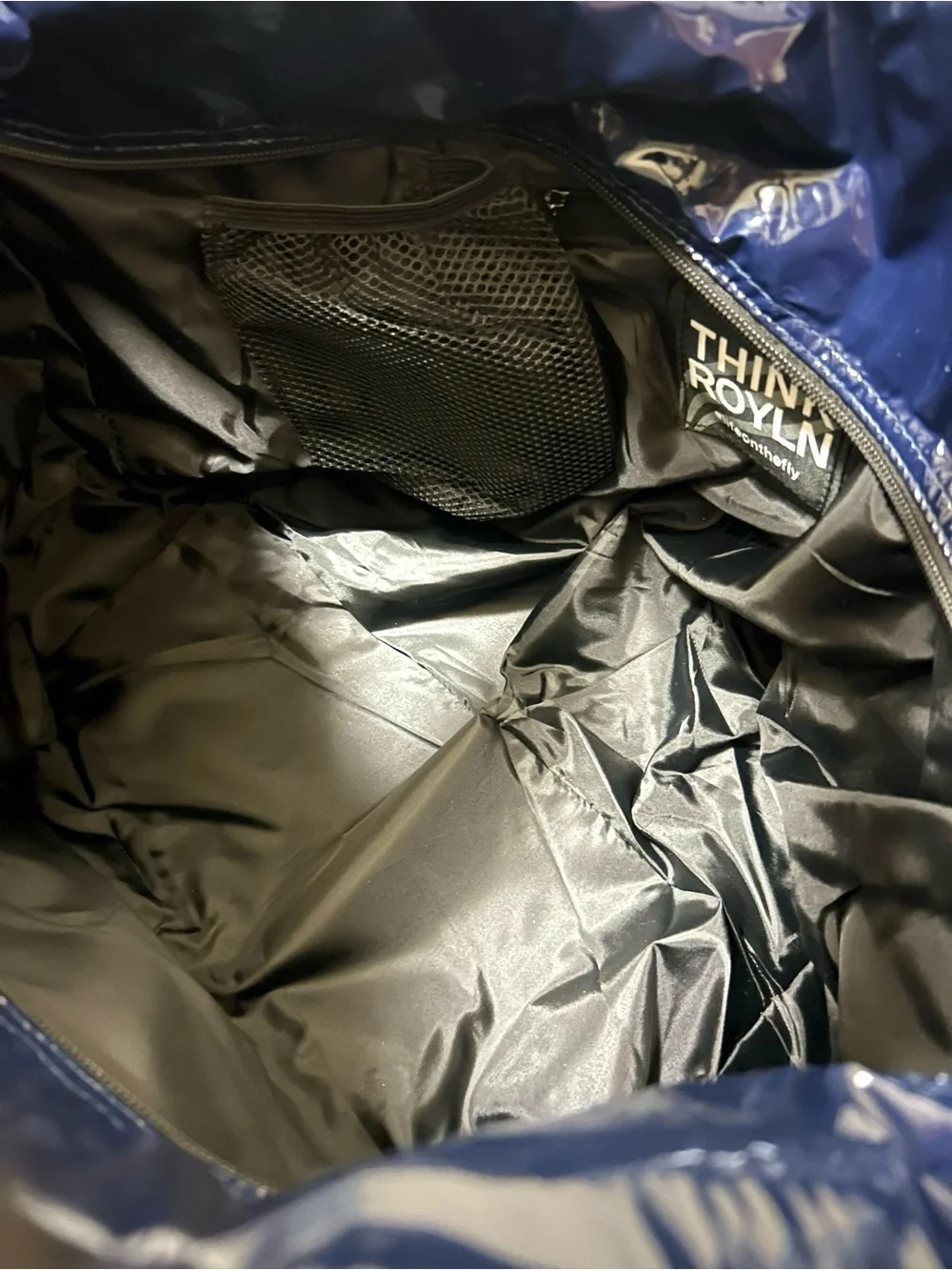 NWT Think Royln Women's Wingman Navy Patent Large Travel Tote Duffel Bag